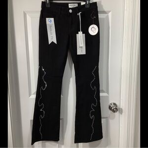Black Boot Cut Jeans  perfect fit .with Rhinestone Accents size 5 /27 .NWT.